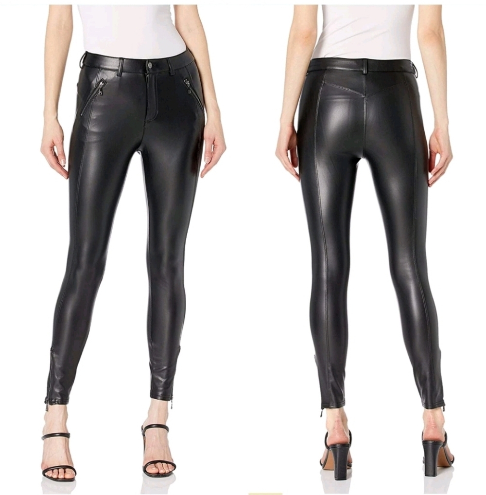 NWT Guess Faux Leather High-Waist Black Skinny Pants - 0/XS - Picture 1 of 6